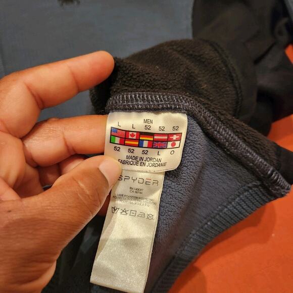 Spyder Mens Sz L Pullover Blue/Grey Black Half Zip Fleece Sweater Thermal Ski - Picture 3 of 10